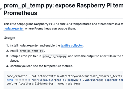 prom_pi_temp.py: expose Raspberry Pi temperatures to Prometheus.