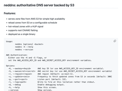 neddns: authoritative DNS server backed by S3.